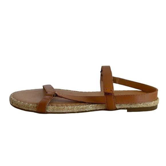 Madewell The Hallie Espadrille Sandals Brown Leather Open Toe Flat Strappy Sz 11 - Picture 6 of 12